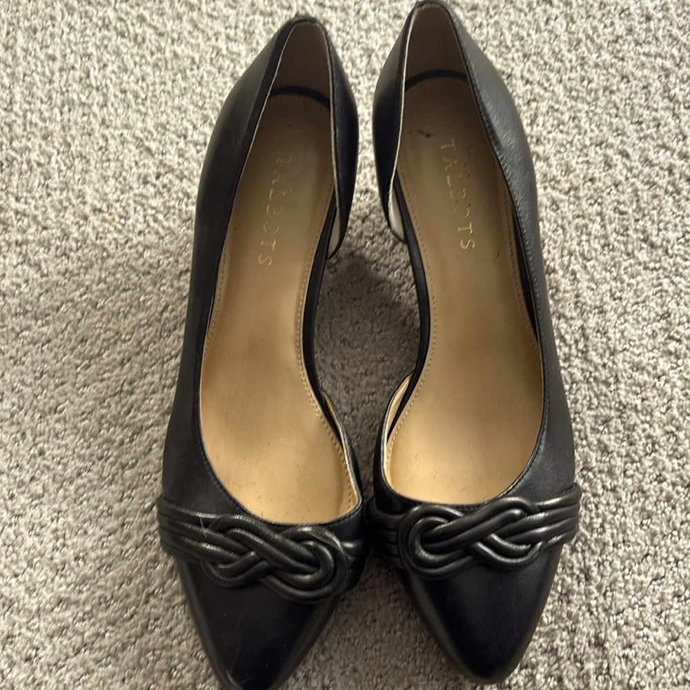 Black leather Talbots wedge heels. Worn twice.size 8.5